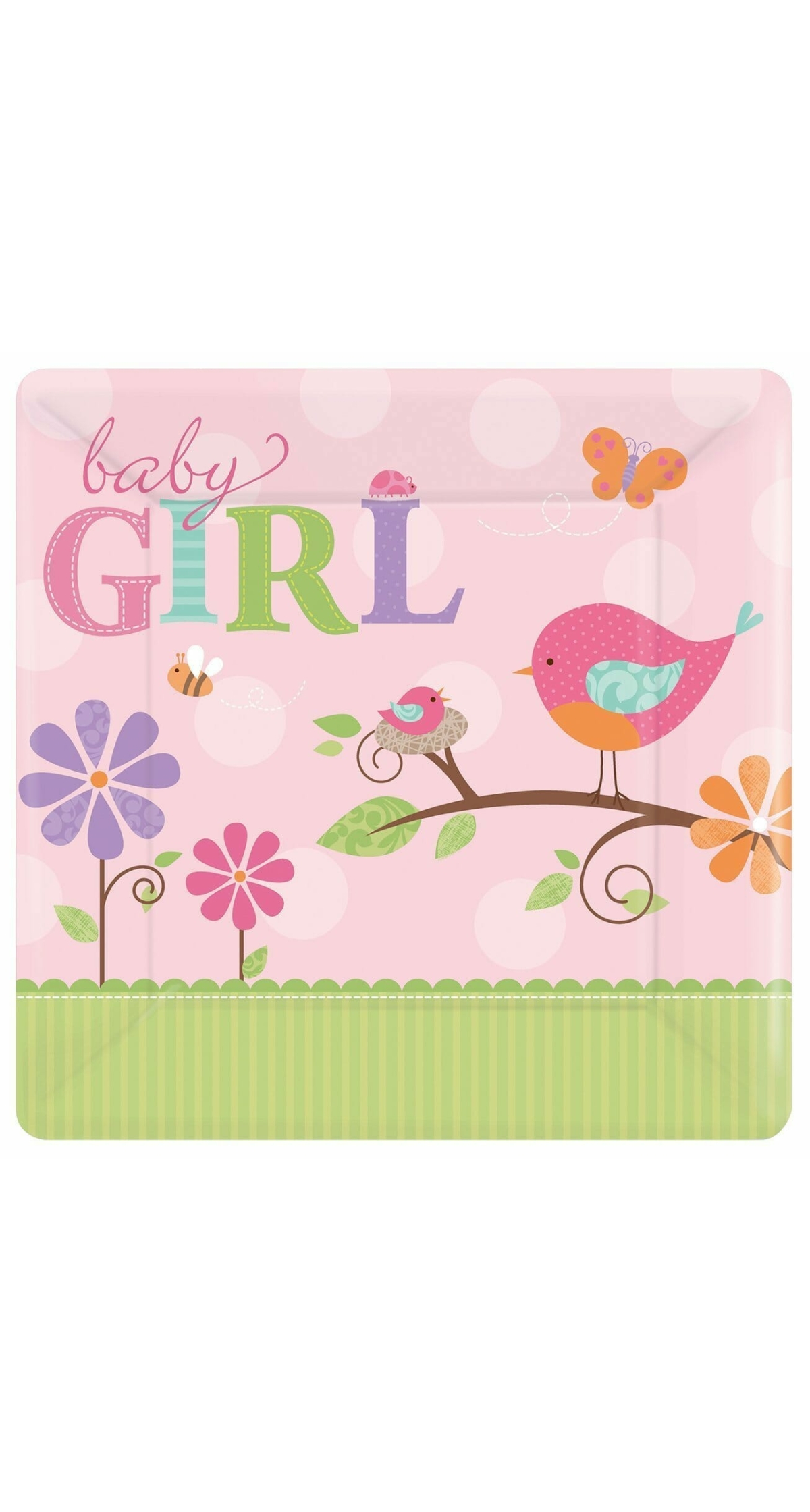 Tweet Baby Girl Paper Plates 26cm - 8pk