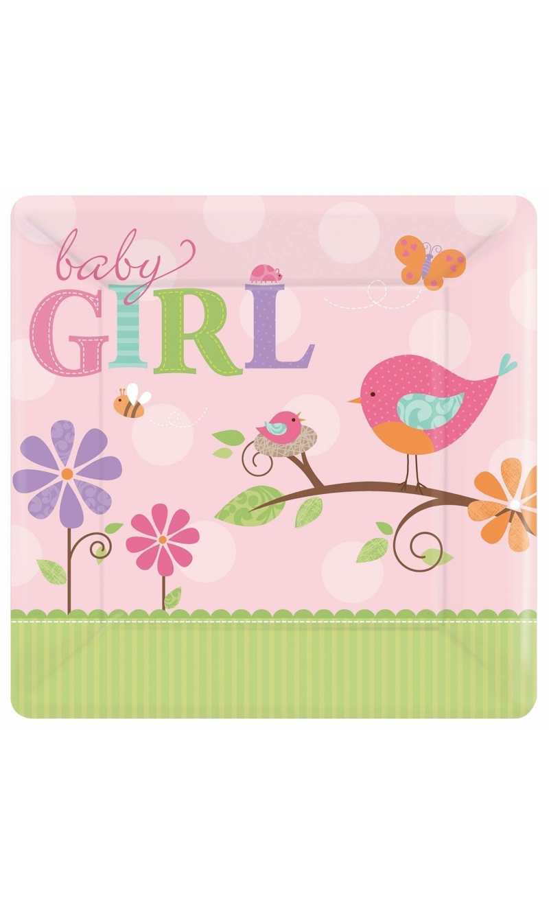 Tweet Baby Girl Paper Plates 26cm - 8pk