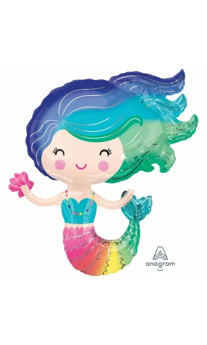 Colourful Mermaid SuperShape XL Foil Balloon - 29'' x 30'' (73cm x 76cm)
