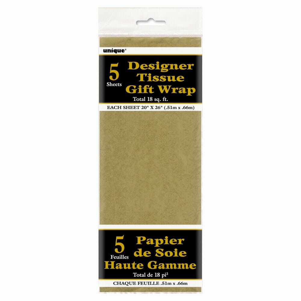 Gold Metallic Tissue Sheets - 5pk