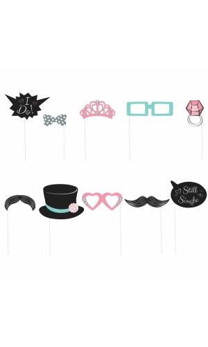 Wedding Photo Booth Props - 10pk