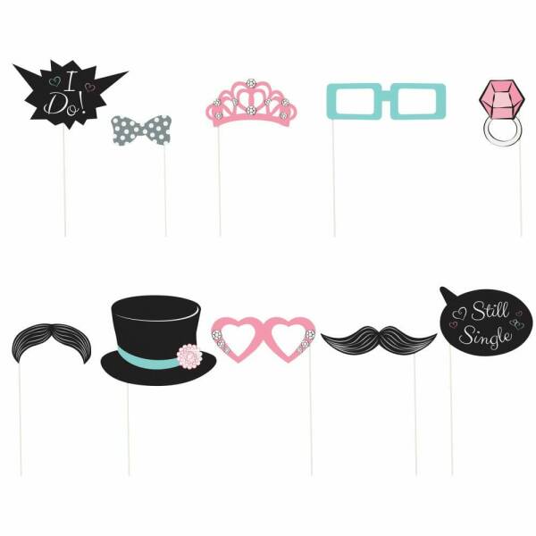 Wedding Photo Booth Props - 10pk