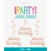 Foil Rose Gold Happy Birthday Hanging Swirl Decorations - 32 Inch - 3pk