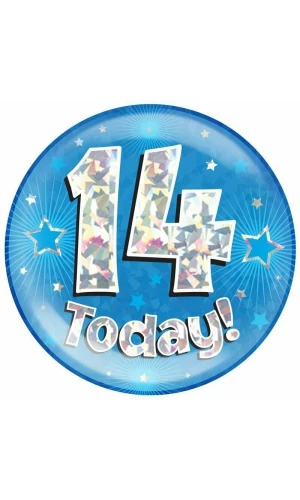 Jumbo Badge -  14 Today Holographic Oaktree Blue - 15cm