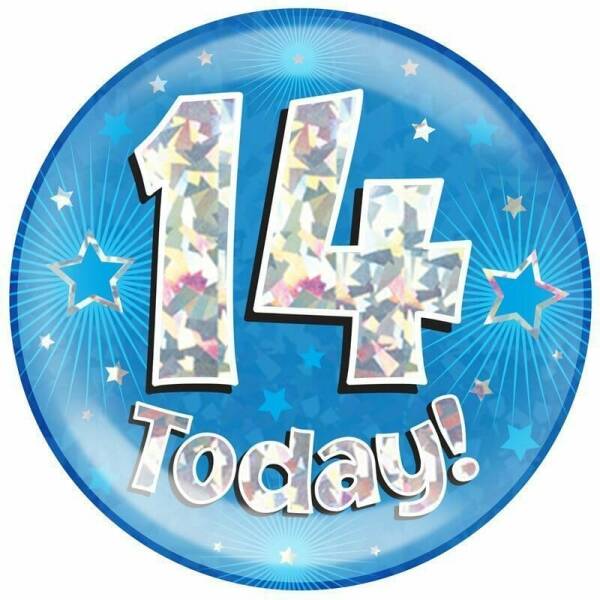 Jumbo Badge -  14 Today Holographic Oaktree Blue - 15cm