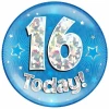 Jumbo Badge -  16 Today Holographic Oaktree Blue - 15cm