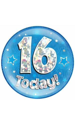 Jumbo Badge -  16 Today Holographic Oaktree Blue - 15cm