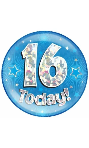 Jumbo Badge -  16 Today Holographic Oaktree Blue - 15cm