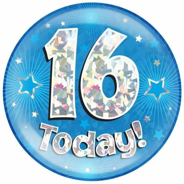 Jumbo Badge -  16 Today Holographic Oaktree Blue - 15cm