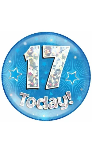 Jumbo Badge -  17 Today Holographic Oaktree Blue - 15cm