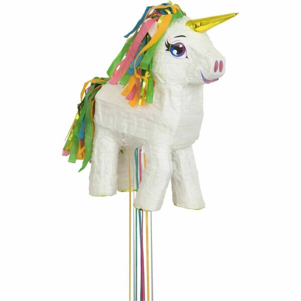 White Unicorn Pull String Pinata - 51 cm x 45 cm