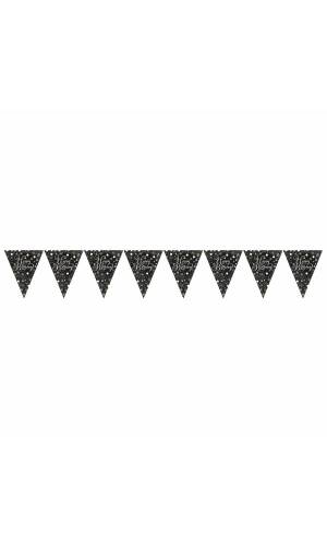 Happy Birthday Gold Sparkling Celebration Plastic Flag Banner - 3.96m