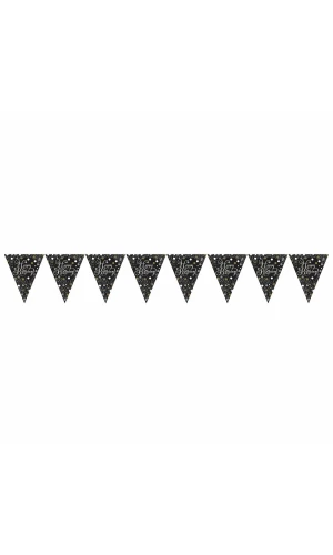 Happy Birthday Gold Sparkling Celebration Plastic Flag Banner - 3.96m