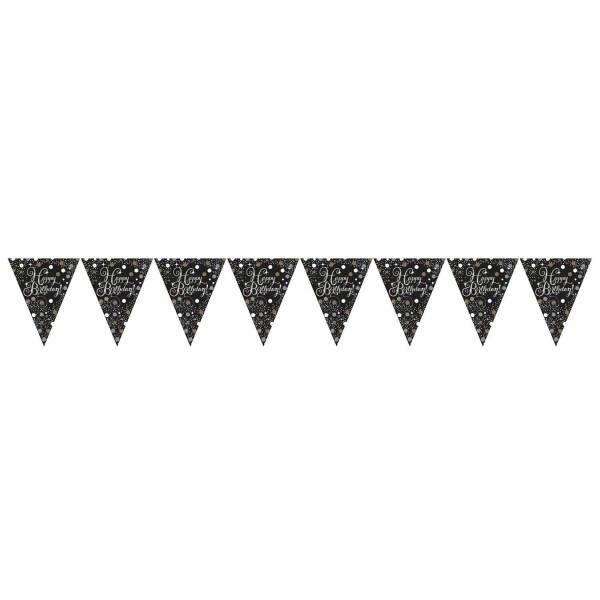 Happy Birthday Gold Sparkling Celebration Plastic Flag Banner - 3.96m