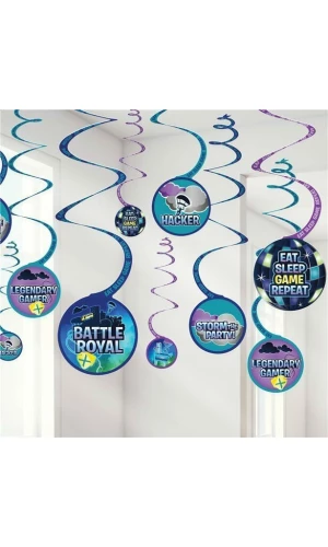Fortnite Battle Royal Paper Swirls Decorations - 12pk