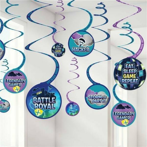 Fortnite Battle Royal Paper Swirls Decorations - 12pk