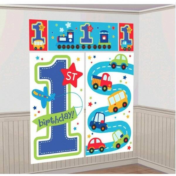 All Aboard 1st Birthday Boy Wall Decorating Kit - 5pk