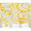 Yellow Hanging Swirls Decoration 55cm - 12pk