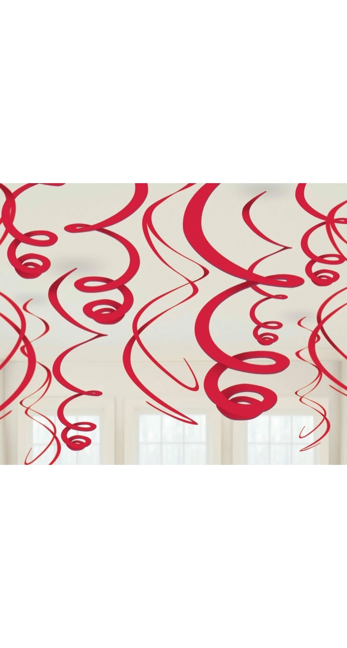 Red Hanging Swirls Decoration 55cm - 12pk