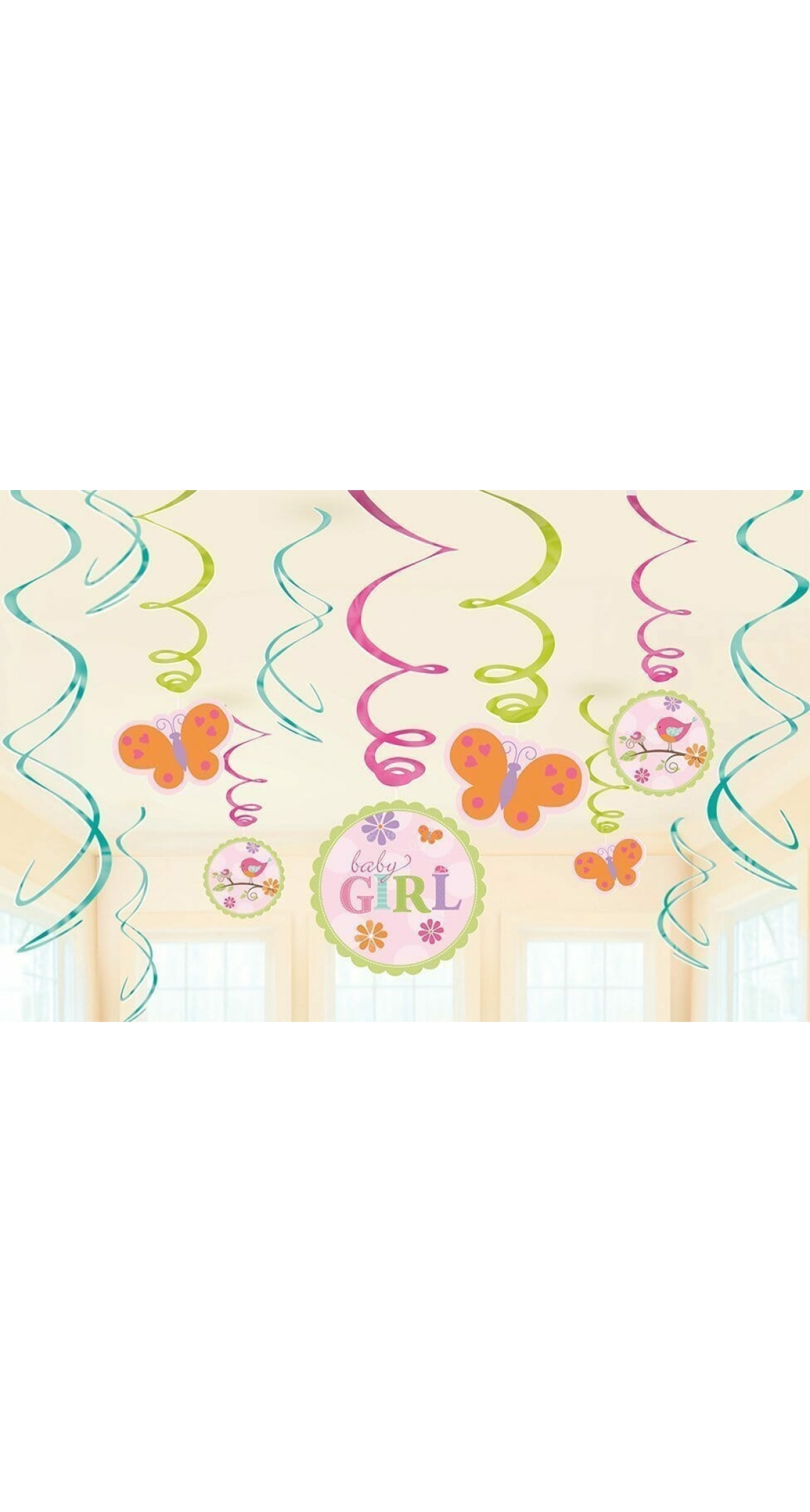 Tweet Baby Girl Hanging Swirl Decorations - 12pk