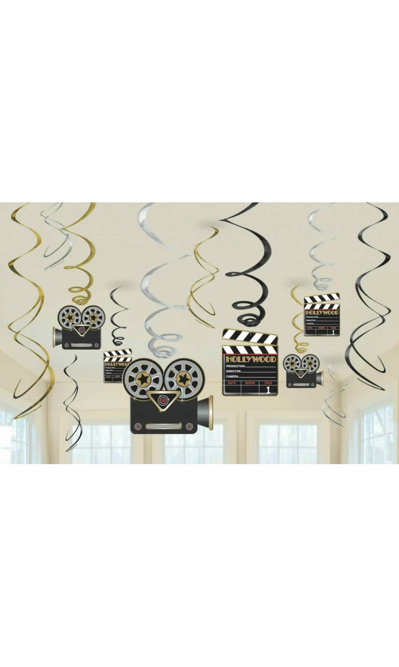 Hollywood Foil Swirl Decorations - 12pk