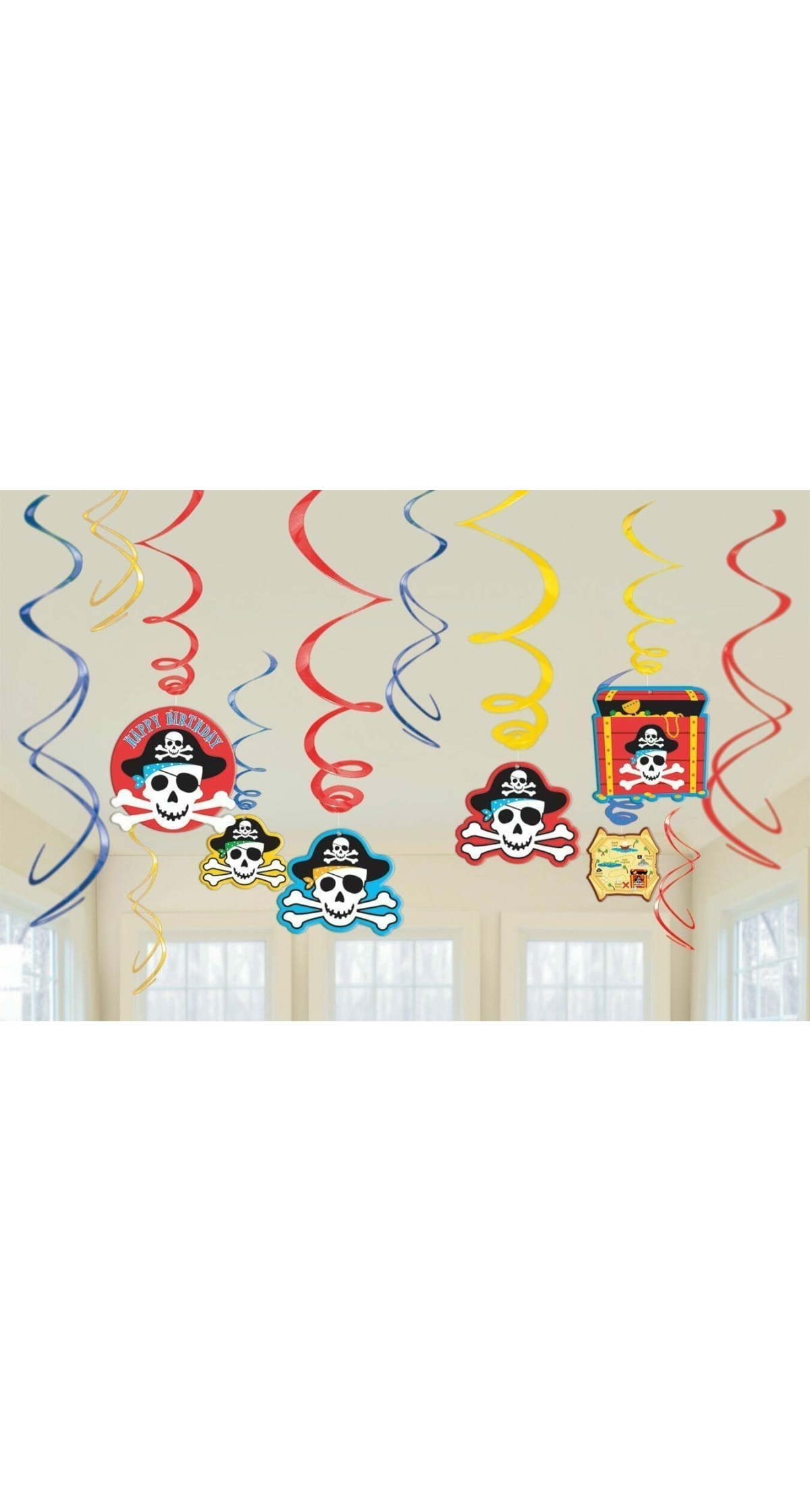 Pirates Treasure Hanging Swirl Decorations - 12pk