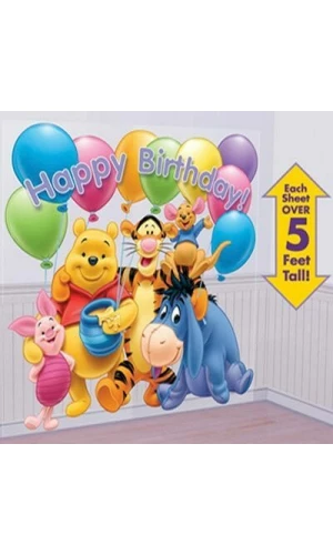 Winnie The Pooh Scene Setters Add-Ons Set 85cm x 165cm - Happy Birthday
