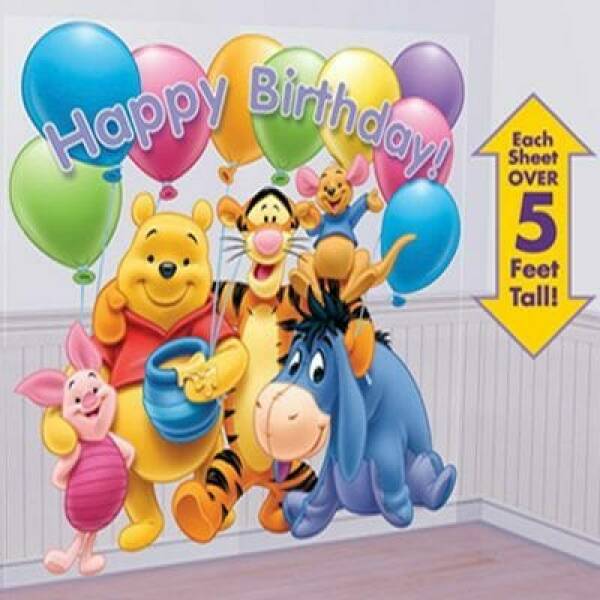Winnie The Pooh Scene Setters Add-Ons Set 85cm x 165cm - Happy Birthday