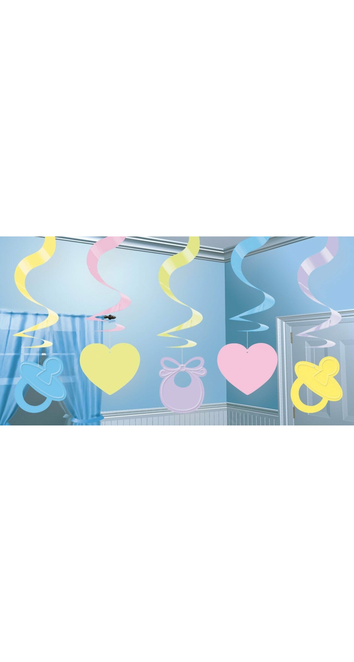 Baby Shower Tiny Bundle Hanging Swirl Decorations - 5pk