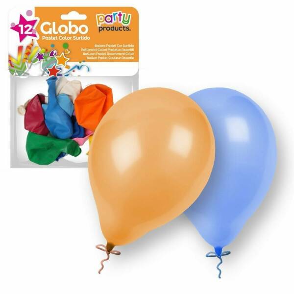 Latex Balloons 23cm (9 Inch) Pastel Balloon Assorted Colors - 12pk