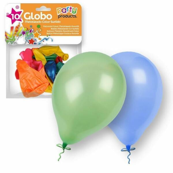 Latex Balloons 23cm (9 Inch) Metallic Assorted Colors - 10pk