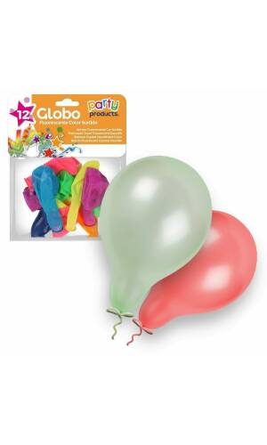 Latex Balloons 23cm (9 Inch) Crystal Assorted Colors - 12pk