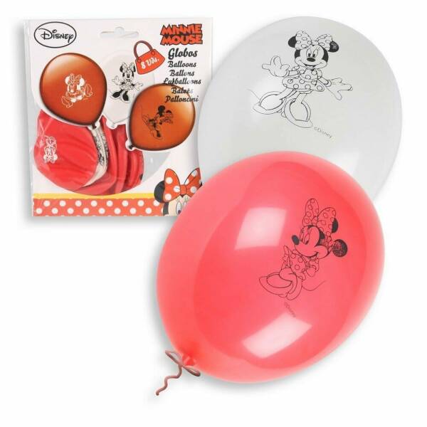 Latex Balloons 23cm (9 Inch) Minnie - 8pk