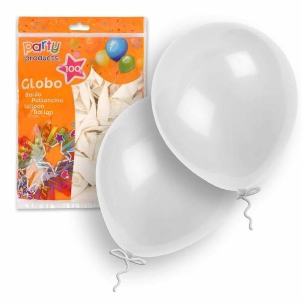 Latex Balloons 23cm (9 Inch) White - 100pk