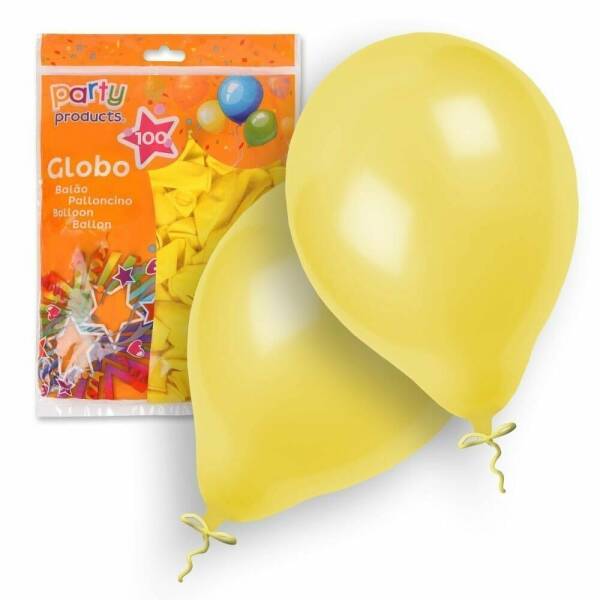 Latex Balloons 23cm (9 Inch) Yellow - 100pk