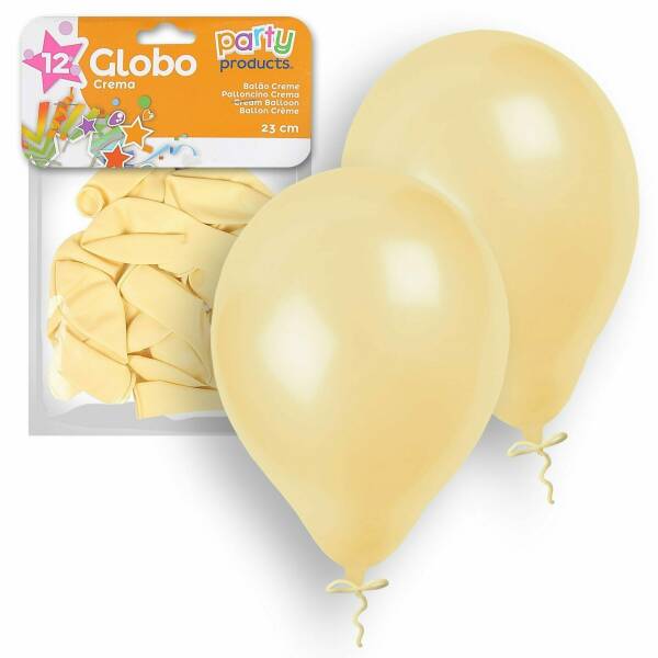 Latex Balloons 23cm (9 Inch) Cream - 12pk