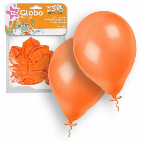 Latex Balloons 23cm (9 Inch) Orange - 12pk