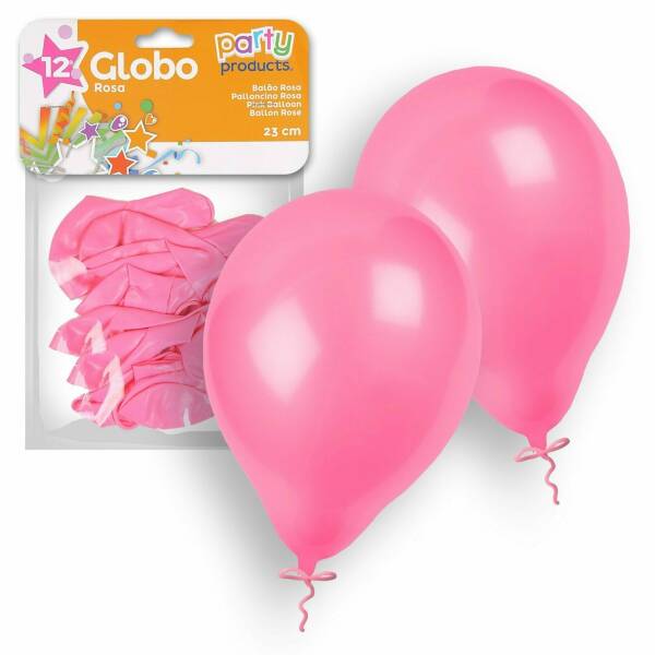 Latex Balloons 23cm (9 Inch) Pink - 12pk
