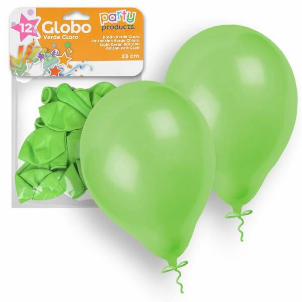 Latex Balloons 23cm (9 Inch) Green - 12pk