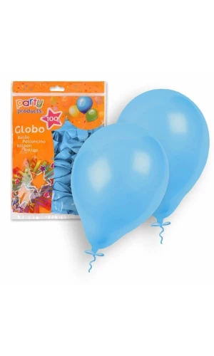 Latex Balloons 23cm (9 Inch) Light Blue - 100pk
