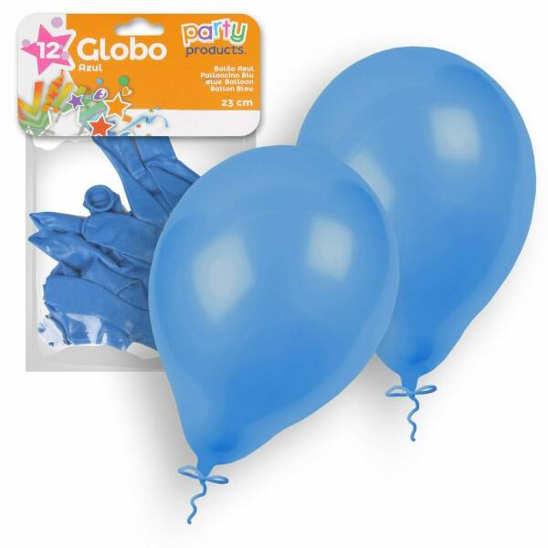 Latex Balloons 23cm (9 Inch) Blue - 12pk