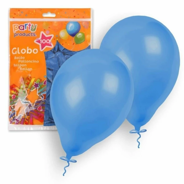 Latex Balloons 23cm (9 Inch) Blue - 100pk