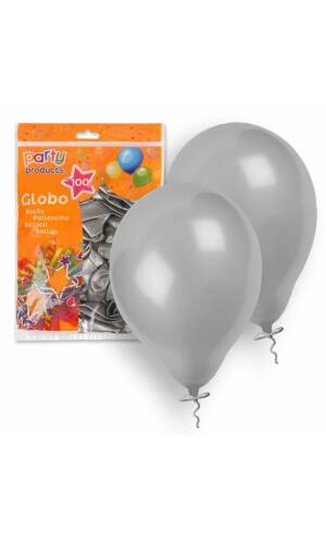 Latex Balloons 23cm (9 Inch) Metallic Silver - 100pk