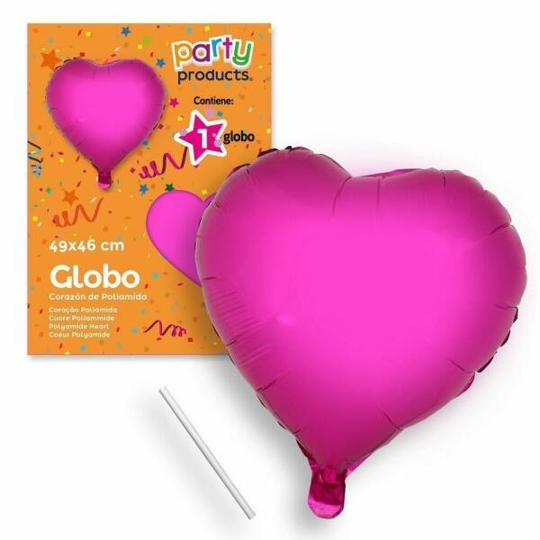 Polyamide Pink Heart Balloon + Stcik 49 X 46 cm