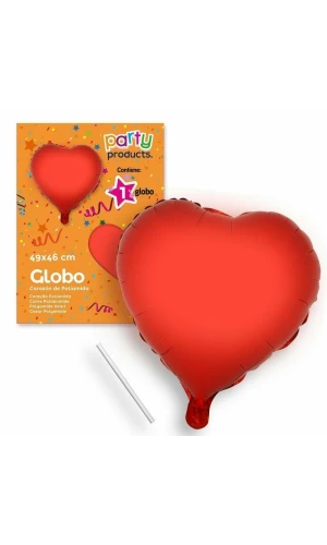 Polyamide Red Heart Balloon + Stcik 49 X 46 cm