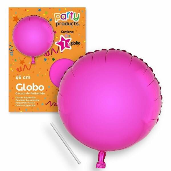 Polyamide Pink Circle Balloon + Stick 46 cm