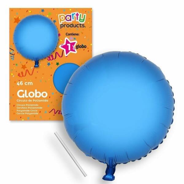 Polyamide Blue Circle Balloon + Stick 46 cm