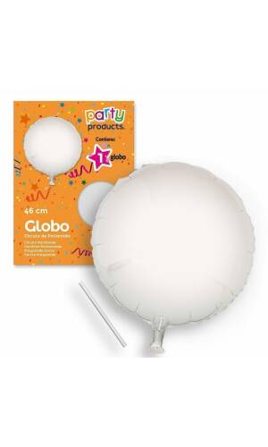Polyamide Silver Circle Balloon + Stick 46 cm
