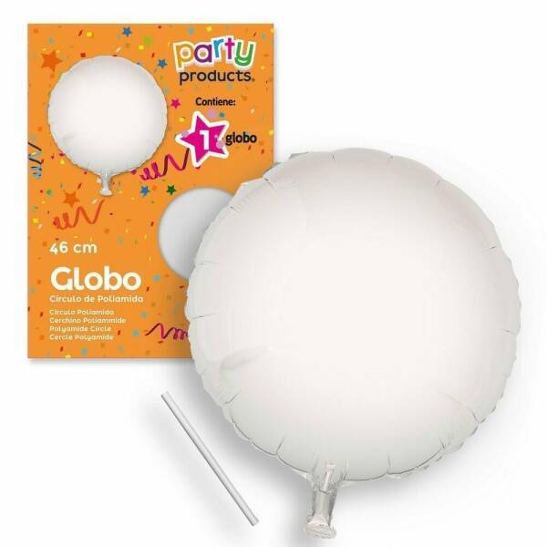 Polyamide Silver Circle Balloon + Stick 46 cm