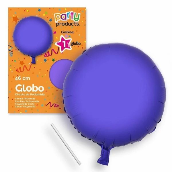 Polyamide Purple Circle Balloon + Stick 46 cm